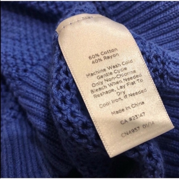 Talbots open wide knit blue scoop neck long sleeve pullover sweater medium - Picture 6 of 8